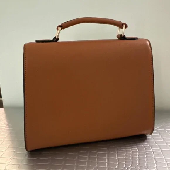 Neiman Marcus Brown Top Handle Leather Satchel Bag